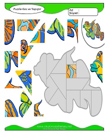 Puzzle Kes Yapıştır Çalışma Sayfaları